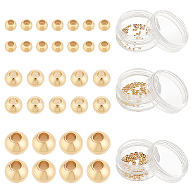 150шт 3 стили цельные круглые латунные бусины