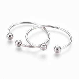 304 bracelets manchette en acier inoxydable, bracelets de couple, fin avec des perles rondes amovibles