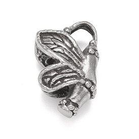 304 Stainless Steel European Beads, Large Hole Bead, Butterfly