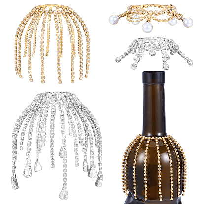 4шт. подвески для бокалов вина из латуни и железа со стразами