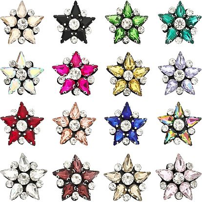 16шт 16 цвета звездные тканевые патчи, со стеклянными стразами, пришить аппликации, аксессуары для костюма, для одежды, сумка брюки, обуви