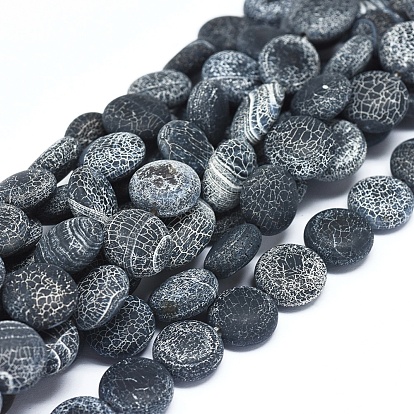 Natural Weathered Agate Beads Strands, Dyed & Heated, Flat Round