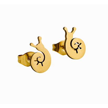 304 Stainless Steel Stud Earrings for Women, Snail, with 316 Surgical Stainless Steel Pin