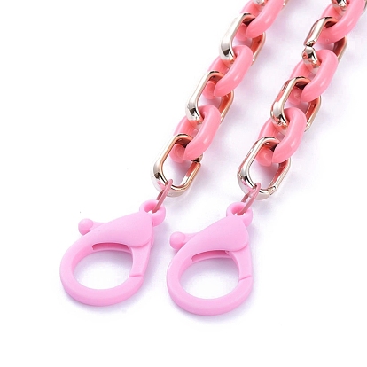 Personalized Acrylic & CCB Plastic Cable Chain Necklaces, Eyeglasses Chains, Handbag Chains, with Plastic Lobster Claw Clasps