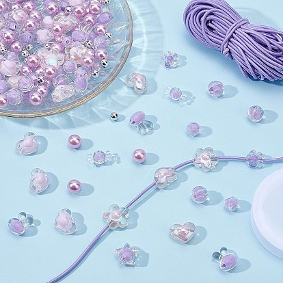 PandaHall Elite Transparent Acrylic Beads, Bead in Bead & Imitation Pearl Acrylic Beads, No Hole, Round