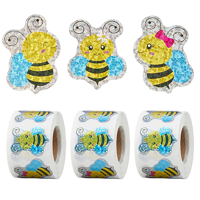 3 Rolls Paper Self-adhesive Stickers Roll, Adhesive Label, Laser Stickers, for Decoration Wedding Party Accessories