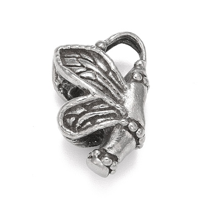 304 Stainless Steel European Beads, Large Hole Bead, Butterfly