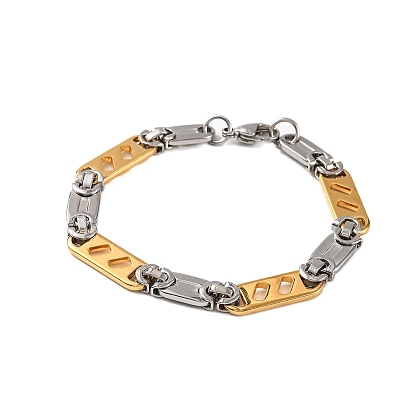 201 Stainless Steel Oval Link Chain Bracelets, with 304 Stainless Steel Clasps