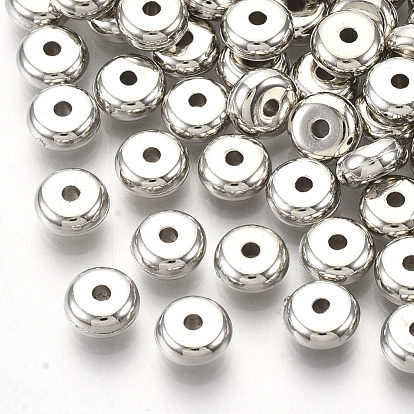 Placage de perles d'espacement en plastique ABS, plat rond