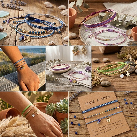 Богемные регулируемые браслеты из шнура для женщин