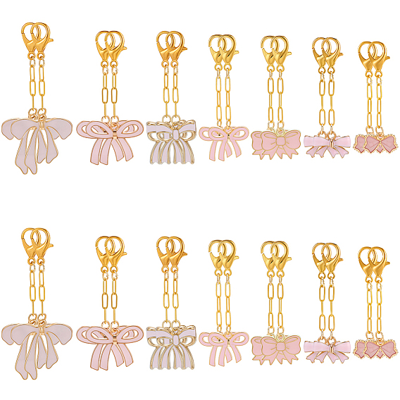 35шт 7 стили подвеска из сплава эмали украшения, бантом, Сплав с застежками когтя омара