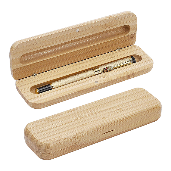 Estuche rectangular de bambú para guardar bolígrafos, caja de regalo