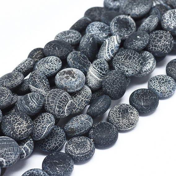 Natural Weathered Agate Beads Strands, Dyed & Heated, Flat Round