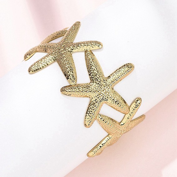 304 женские браслеты-манжеты из нержавеющей стали, морская звезда, ионное покрытие (ip)