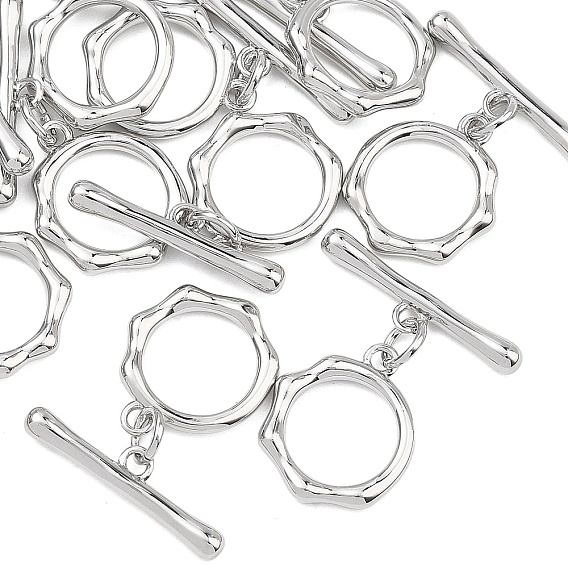 SHEGRACE Brass Toggle Clasps, Cadmium Free & Nickel Free & Lead Free, Ring Shape