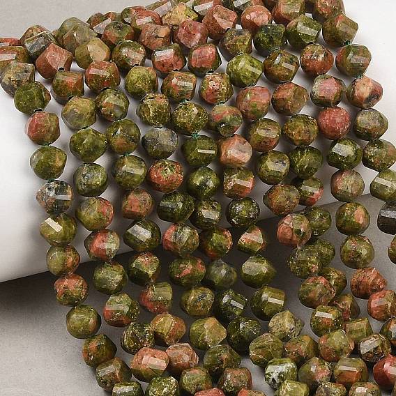 Природные Unakite бисер нитей, граненые, твист