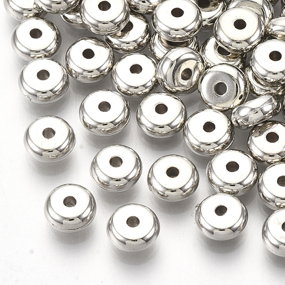 Placage de perles d'espacement en plastique ABS, plat rond