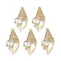 Brass Micro Pave Clear Cubic Zirconia Pendants, Rack Plating, Nickel Free, Conch