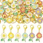 30Pcs 6 Styles Alloy Enamel Sunflower Pendant Decorations, with Alloy Lobster Claw Clasps