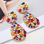Colorful Crystal Ellipse Handmade Pendant Earrings for Women's Fashion Jewelry