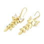 Cubic Zirconia Leaf & Bowknot Dangle Earrings, Brass Long Drop Earrings for Women