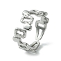304 Stainless Steel Open Cuff Ring, Hollow Rectangle