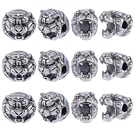 12 шт 2 стили 304 бусины из нержавеющей стали, тигр