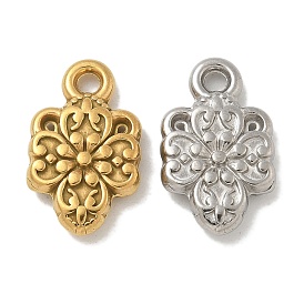 Placage ionique (ip) 304 pendentifs en acier inoxydable, charme de fleur