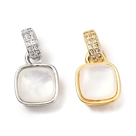 Латунный микропаве из кубических цирконий с натуральными подвесками-ракушками, без кадмия и без свинца, квадратный