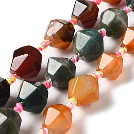 Natural Agate Beads Strands, Dyed & Heated, Faceted, Bicone