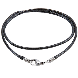 5шт. 2.5мм круглый вощеный шнур для изготовления ожерелий, из нержавеющей стали застежками, цвет нержавеющей стали