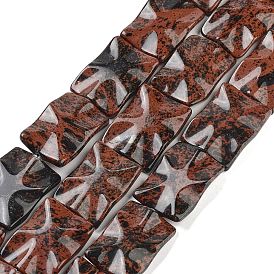 Natural Mahogany Obsidian Beads Strands, Wavy Rectangle