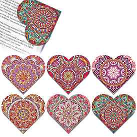 DIY Mandala Flower Heart Bookmark Diamond Painting Kit, Including Resin Rhinestones Bag, Diamond Sticky Pen, PU Leather, Tray Plate and Glue Clay