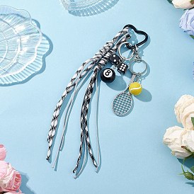 Подвесные украшения из сплава, смолы и ткани в виде ракетки для бадминтона, с полиэфирными веревками и алюминиевыми застежками в форме сердца