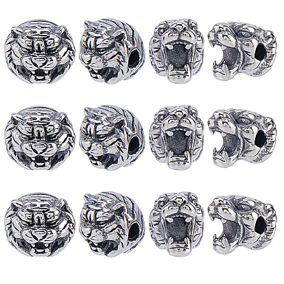 12 шт 2 стили 304 бусины из нержавеющей стали, тигр