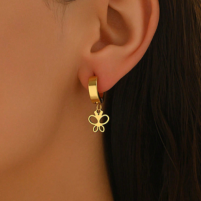 Полые серьги-кольца в форме бабочки из нержавеющей стали