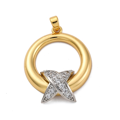 Латунные микро проложить кубического циркония подвески, кольцо с буквой x, долговечный, без кадмия и без свинца, стойки покрытие