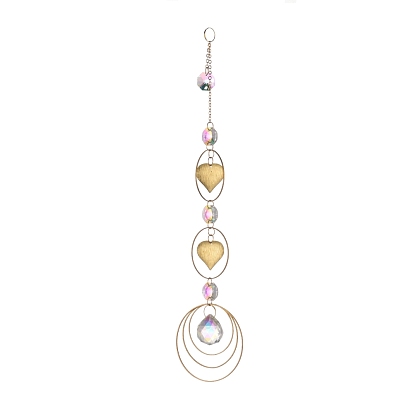 Coeur de fer ab couleur lustre décor suspendus ornements de prisme, pour la décoration d'éclairage de fenêtre à la maison