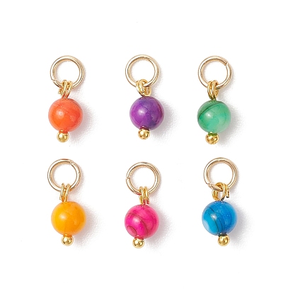 Окрашенные натуральные пресноводные раковины-подвески, круглый шарм, с латунными штифтами