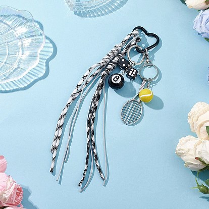Подвесные украшения из сплава, смолы и ткани в виде ракетки для бадминтона, с полиэфирными веревками и алюминиевыми застежками в форме сердца