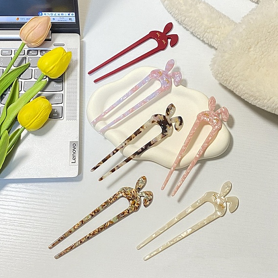 Вилки для волос с уксусной кислотой кролика, аксессуары для волос для женщин и девочек