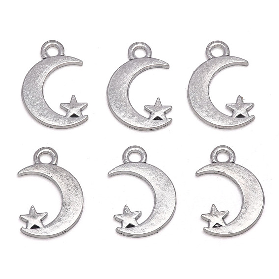 Tibetan Style Alloy Pendants, Moon with Star