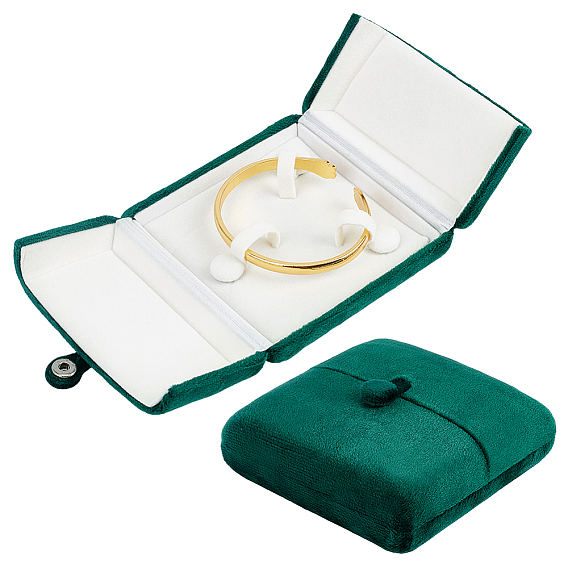 Square Velvet Bangle Storage Decorative Boxes, Foldable Jewelry Cases
