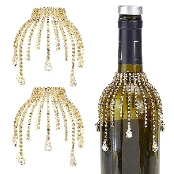 2Pcs Iron Rhinestone Glass Wine Glass Charms