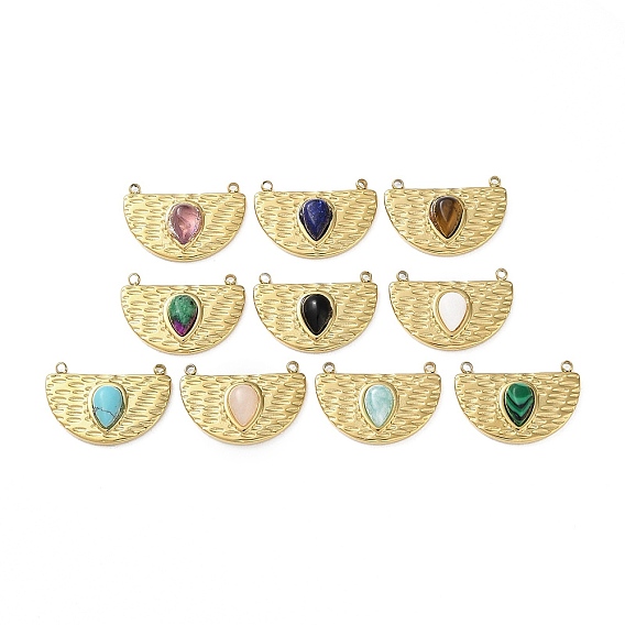 Вакуумное покрытие pvd 316 подвески из нержавеющей стали, С камнями, полукруглый, реальный 18 k позолоченный