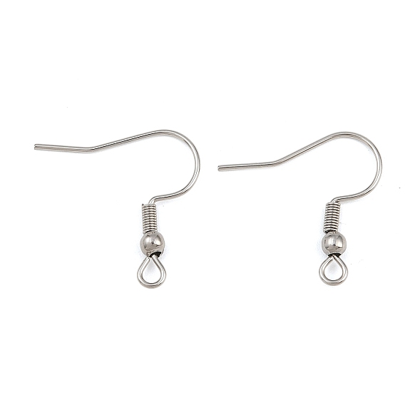 304 нержавеющей стали серьги крюков, провод уха, с горизонтальной петлей, 21x22 мм, отверстие : 2 мм, 21 датчик, штифты : 0.7 мм