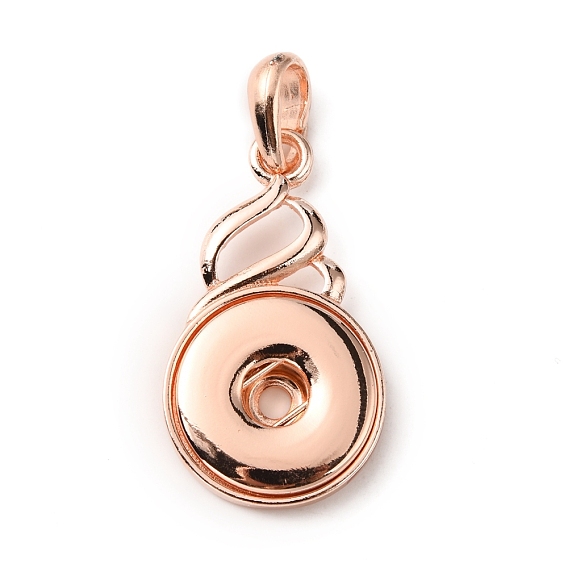 Alloy Hang Snap Base Pendant for Interchangeable Snap Charms Jewelry Making, Flat Round