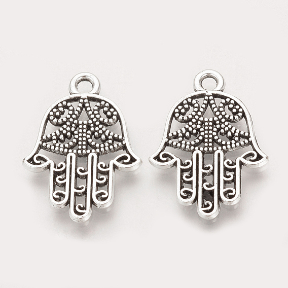 Сплавочные подвески тибетского стиля, hamsa рука / рука fatima / рука miriam, без кадмия и без свинца