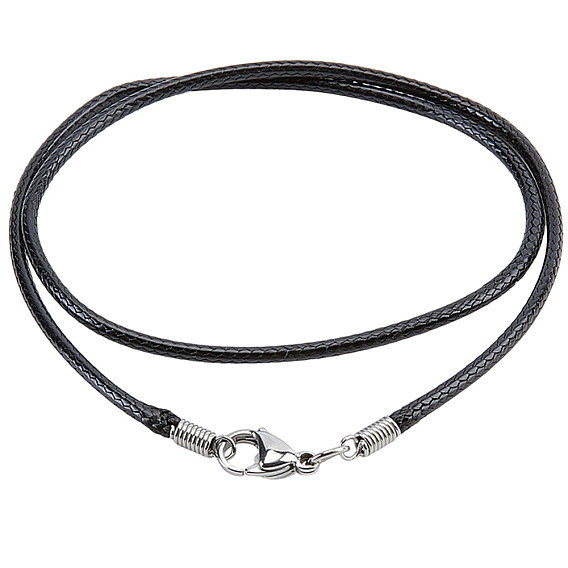 5шт. 2.5мм круглый вощеный шнур для изготовления ожерелий, из нержавеющей стали застежками, цвет нержавеющей стали