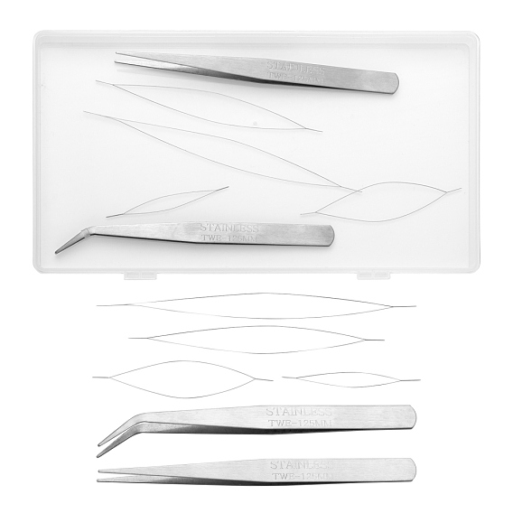 6Pcs Jewelry Making Tools, Including Stainless Steel Collapsible Big Eye Beading Needles and Iron Beading Tweezers